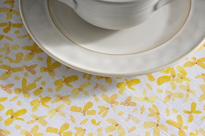 Maison d' Hermine Table Cloth Round Table 100% Cotton 63 Inches Tablecloth Reusable Decorative Everyday Use for Dining Room, Farmhouse, Home, Party, Festive & Wedding Spring Summer - Easter Zest