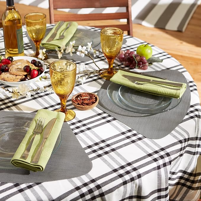 DII PVC Tabletop Collection Woven Indoor/Outdoor, Wedge Placemat Set, Gray, 6 Piece