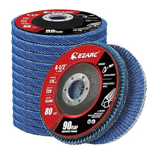 EZARC Flap Discs 80 Grit, 4.5" x 7/8" High Density Jumbo Zirconia Flap Sanding Disc Type 29 for Sanding, Rust Removal, Finishing, Grinding, Deburring (12 Pack)