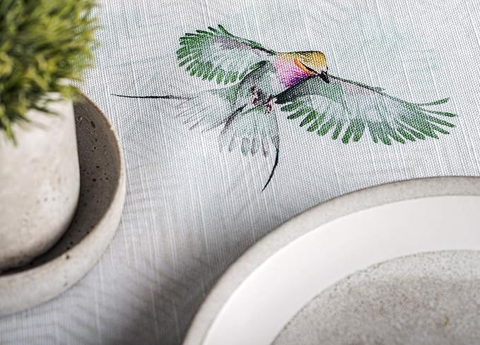Maison d' Hermine Table Cloth Round Table 100% Cotton 69 Inches Tablecloth Reusable Decorative Everyday Use for Dining Room, Farmhouse, Home, Party, Festive & Wedding Spring Summer - Flying Birds