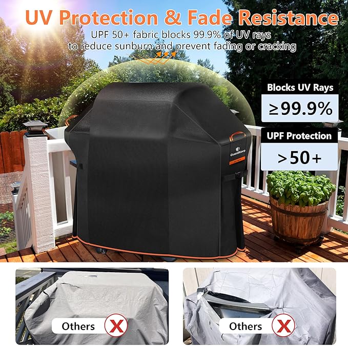 [Upgraded 1000D Heavy Duty Fabric] 55" Grill Cover for Outdoor Grill, Waterproof, Tear & Fade Resistant BBQ Cover with Buckle & Air Vent, Gas Grill Cover for 3-4 Burner Weber Nexgrill Char-Broil Grill