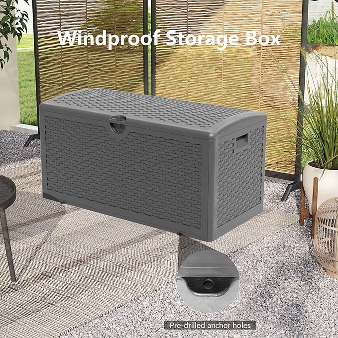 80 Gallon Pro Resin Deck Box, Waterproof Outdoor Storage Bin for Patio, Poolside, and Garden, Lockable & UV-Resistant, Black
