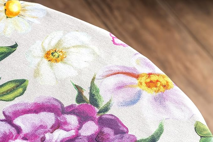 Maison d' Hermine Table Cloth Round Table 100% Cotton 69 Inches Tablecloth Reusable Decorative Everyday Use for Dining Room, Farmhouse, Home, Party, Festive & Wedding Spring Summer - Pivoine