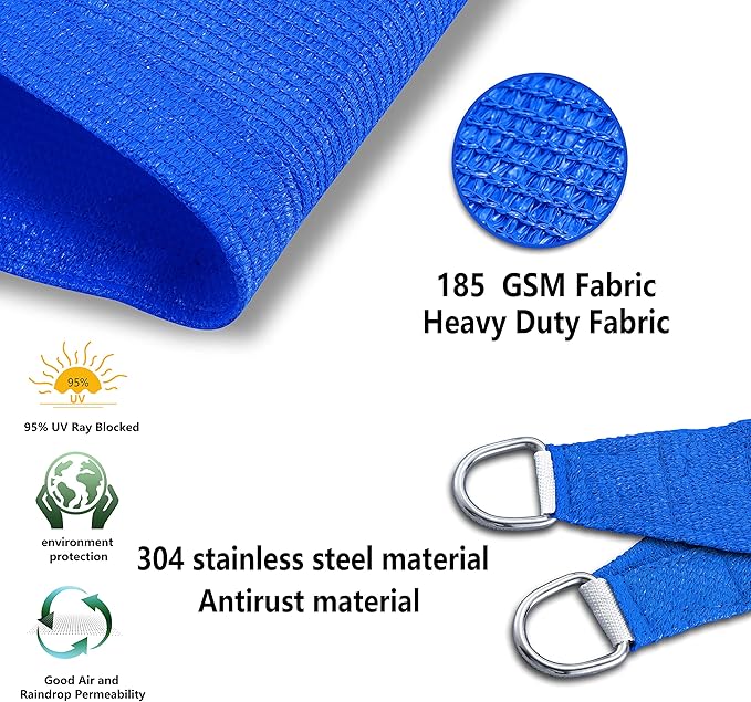 Tronssien Rectangle 10'x13' Sun Shade Sail,95% UV Blockage Canopy Awning for Outdoor Patio and Garden, Yard Activities