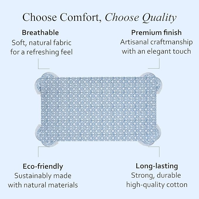 CPC Azure Regal Tablecloth 100% Cotton 60x60 Inch Indian Block Print Rectangle Table Cover, Table Cloth for Gifting in Weddings, Halloween, Fall, Christmas, Thanksgiving