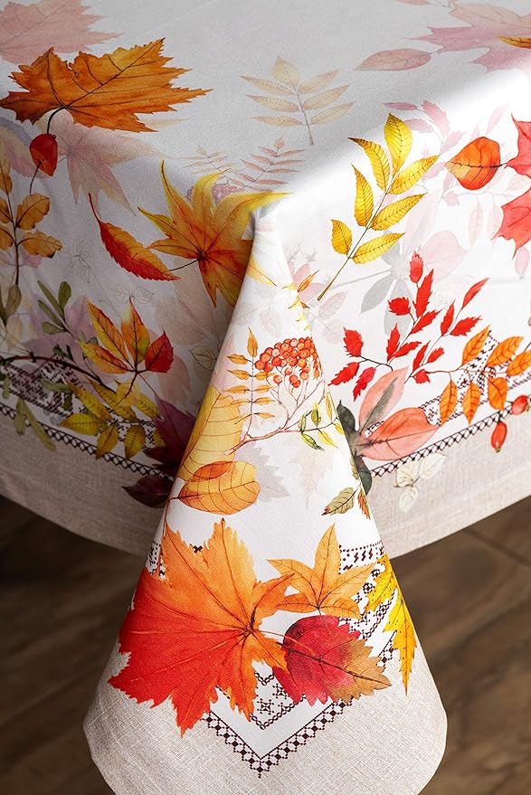 Maison d' Hermine Table Cloth Rectangle Table 100% Cotton 60 x 90 Inches Fall Tablecloth Reusable Everyday Use for Thanksgiving Christmas Decorations Dining Farmhouse Party (Amarante)
