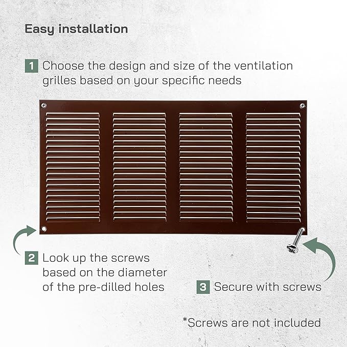 Vent Systems 16" x 8" Inch (Overall Dimensions) Pack of 2 - Brown - Air Vent Cover Metal Air Return Grill with Built-in Pest Guard Screen HVAC Vent Duct Cover for Home Improvement
