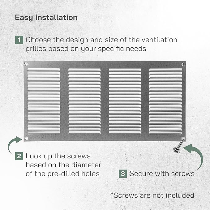 Vent Systems 16" x 8" Inch (Overall Dimensions) Pack of 3 - Galvanized - Air Vent Cover Metal Air Return Grill with Built-in Pest Guard Screen HVAC Vent Duct Cover for Home Improvement