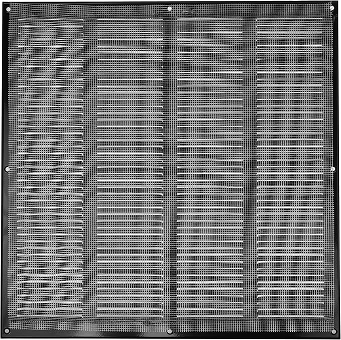 Repa Market Air Vent Cover 16x16 Inch (Outer Dimensions) Black Galvanized Steel Louvered Grill Cover with Mesh Screen/Wall or Ceiling Vent/HVAC Register for Indoor and Outdoor Ventilation