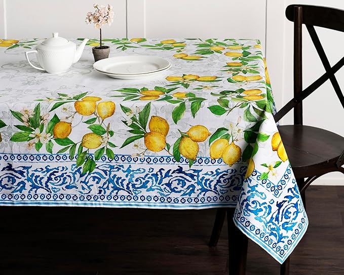 Maison d' Hermine Table Cloth Rectangle Table 100% Cotton 60 x 120 Inches Tablecloth Reusable Decorative Everyday Use for Dining Room, Farmhouse, Home, Party, Festive & Wedding Spring Summer - Cedrat