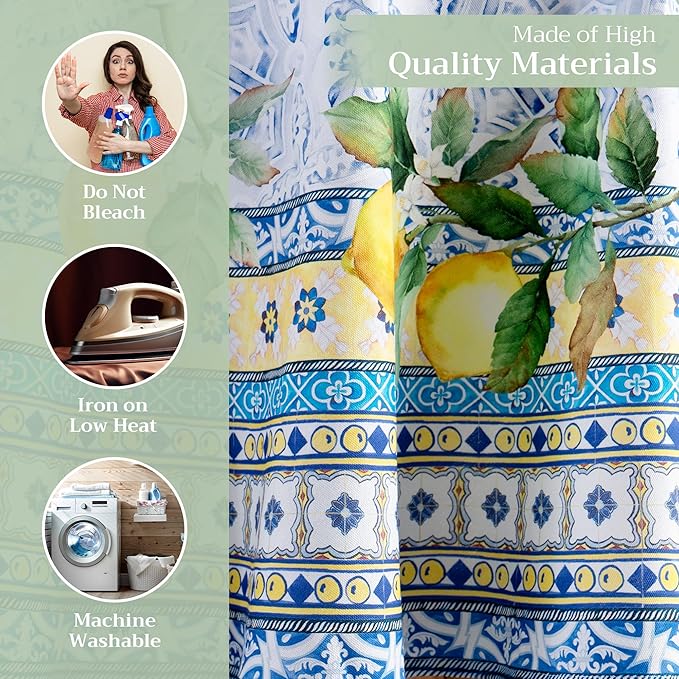 Maison d' Hermine Table Cloth Round Table 100% Cotton 69 Inches Tablecloth Reusable Decorative Everyday Use for Dining Room, Farmhouse, Home, Party, Festive & Wedding Spring Summer - Citrus