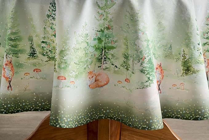 Maison d' Hermine Table Cloth Round Table 100% Cotton 63 Inches Fall Tablecloth Reusable Everyday Use for Thanksgiving Christmas Decorations Dining Farmhouse Party (Winter Mornings)