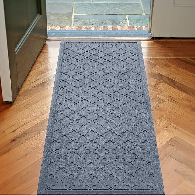 WaterHog Heavy Duty Runner Door Mat, 2' x 5', Made in USA, Durable & Skid-Resistant Entryway Mat, Water-Trapping, Indoor/Outdoor Decorative Floor Covering, Cordova Collection, Bluestone