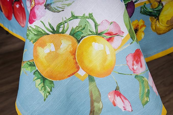 Maison d' Hermine Table Cloth Square Table 100% Cotton 60 x 60 Inches Tablecloth Reusable Decorative Everyday Use for Dining Room, Farmhouse, Home, Party, Festive & Wedding Spring Summer - Giverny