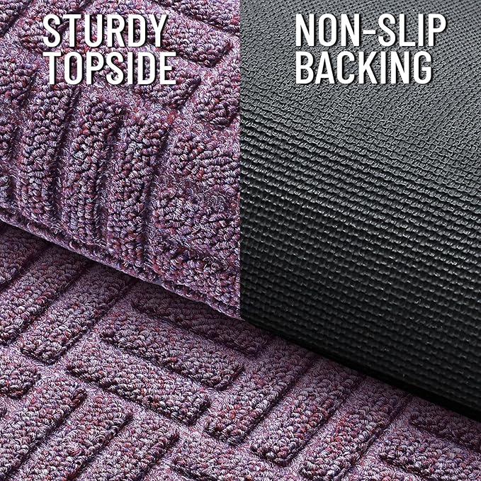 OLANLY Front Door Mat Outside Entrance 59x23, Absorbent, Heavy Duty Sturdy Natural Rubber Doormat Indoor Outdoor, Non-Slip, Stain and Fade Resistant, Low Profile Floor Mat for Entryway, Violet