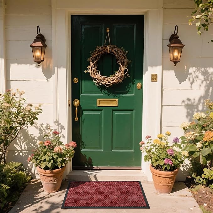 Yimobra Doormat Outdoor Entrance 29.5x17, All-Weather Waterproof Outdoor Mats for Front Door, Non Slip Welcome Door Mat for Patio Proch Outside Entryway Indoor, Red