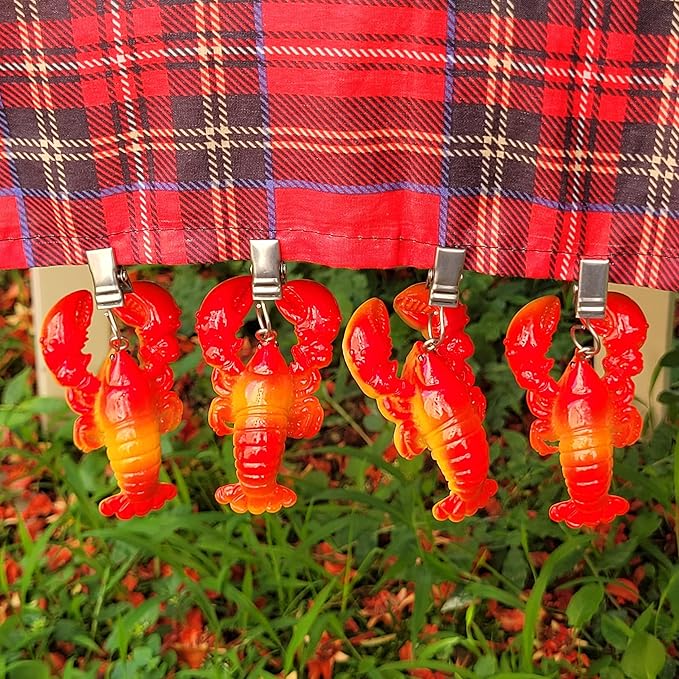 TwoFish Home Set of 4 Lobster Resin Tablecloth Weights Clips Lobster Handicraft Tablecloth Clamps Pack of 4