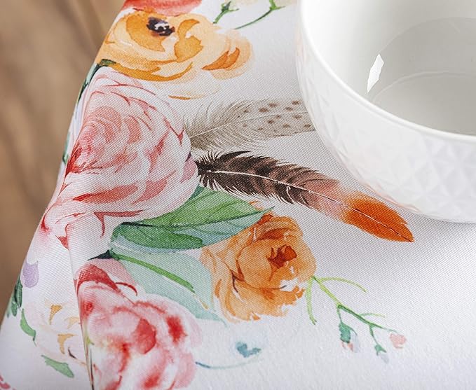 Maison d' Hermine Table Cloth Round Table 100% Cotton 69 Inches Tablecloth Reusable Decorative Everyday Use for Dining Room, Farmhouse, Home, Party, Festive & Wedding Spring Summer - Ibiza - Beige