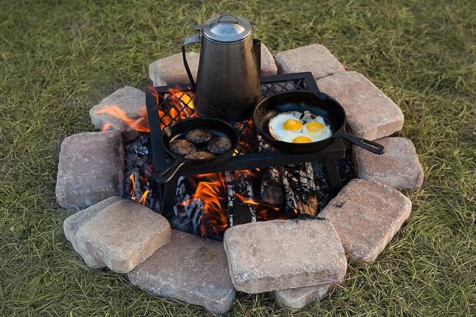 Amazon Basics Heavy-Duty Portable Camping Grill Grate for Campfire Cooking, Black