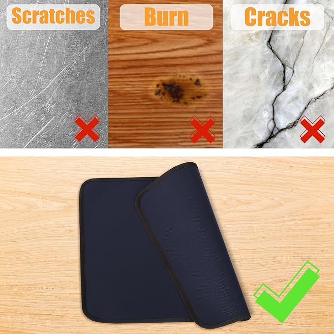 Blue 25x19.5 Inch Heat Resistant Mat for Outdoor Grill Table, Fireproof Under Blackstone Griddle & Air Fryer Mat, Protects Table & Grill