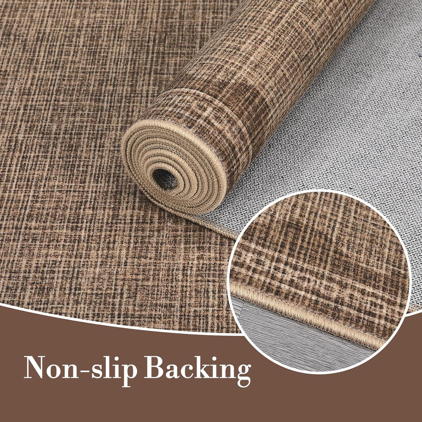 Scalloped Rug 2.5x8 Runners for Hallways, Solid Coffee Runner Rugs Non Slip Scalloped Bath Runner, Washable Mat for Bedroom Girls, Rugs for Kitchen Floor Soft Dorm Nursery Carpet for Bedside