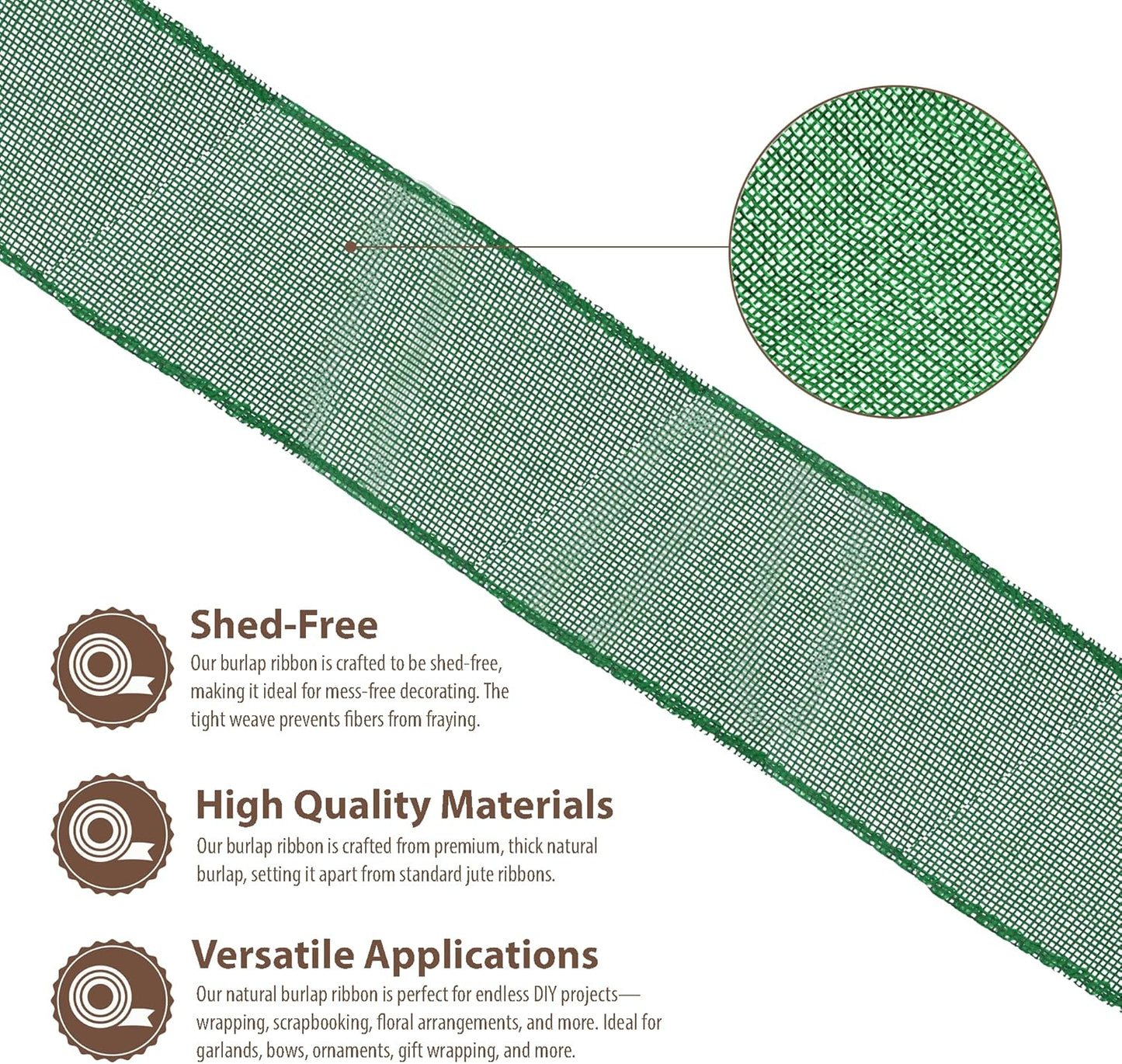 Mandala Crafts Green Burlap Ribbon 2.5 Inches Wide Jute Ribbons for Crafts - 20 Yds Roll Rustic Burlap Wrap Trim Ribbons for Wreaths Bows Wedding Party Decoration