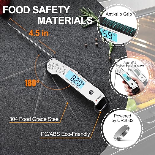 Atogou Professional Food & Meat Thermometer, 1 Sec Instant Read & ±0.5℉ Accuracy, Thermocouple Sensor, IP67 Waterproof Digital Thermometer for Cooking, BBQ, Grill Gifts for Men Him Dad Birthday