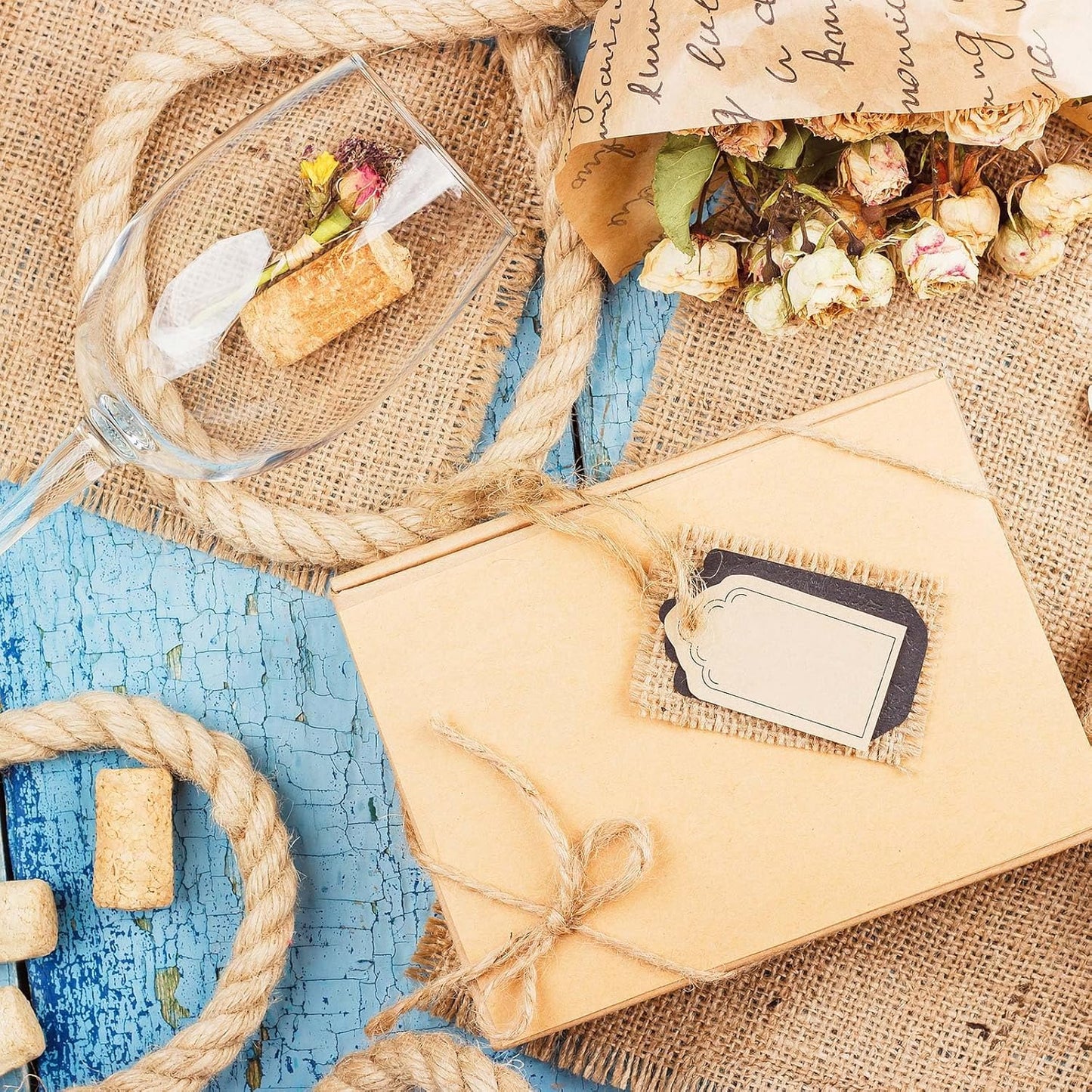 Natural Burlap Fabric Roll 10 Yards - 6 Inch Jute Ribbon for DIY Gift Wrapping, Craft Projects, Wedding, Christmas, Home Decoration (15 cm)