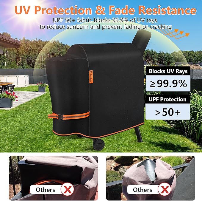 [Upgraded 1000D Heavy Duty Fabric] Grill Cover for Traeger Pro 22/575 Series BAC503, Waterproof Wood Pellet Smoker Cover, Tear & Fade Resistant with Buckle &Zipper, for Traeger Lil'Tex Elite, Eastwood