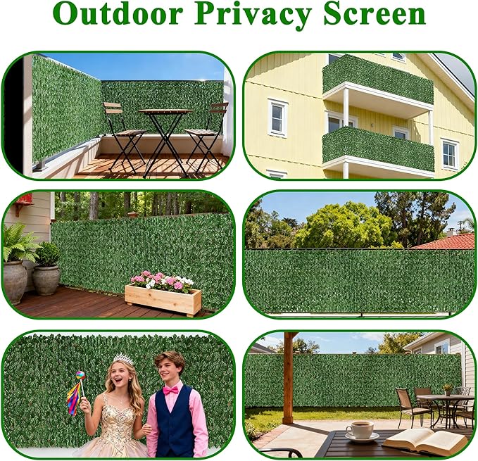 iCover Artificial Ivy Privacy Fence Screen, 59x98in Strengthened Joint Prevent Leaves Falling Off, Faux Hedge Panels Greenery Vines, Decorative Fences for Outdoor Garden