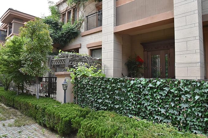Expandable Fence Privacy Screen for Balcony Patio Outdoor,Decorative Faux Ivy Fencing Panel,Artificial Hedges (Single Sided Leaves) (2, Green-Ivy)
