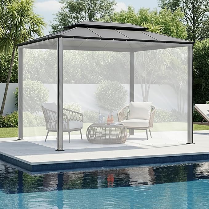 Covers & all Outdoor Clear Tarp Curtain, 18oz Clear Outdoor Curtains For Patio, Waterproof & Tear Proof Transparent PVC Vinyl Tarp with Rustrpoof Grommets for Porch, Gazebos, Balcony (8'H x 10'W feet)