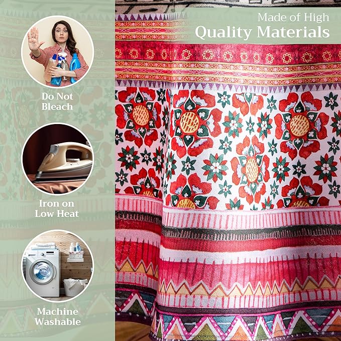 Maison d' Hermine Table Cloth Round Table 100% Cotton 69 Inches Fall Tablecloth Reusable Everyday Use for Thanksgiving Christmas Decorations Dining Farmhouse Party (Ispahan)