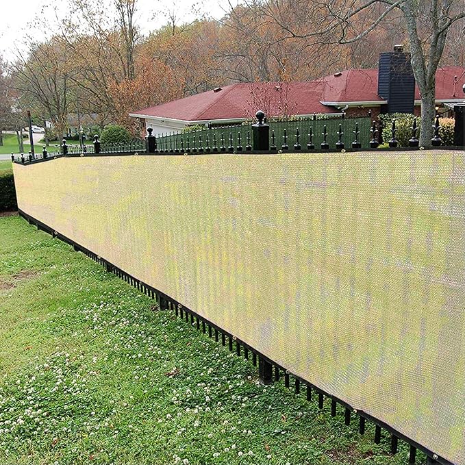 Sunnyglade 6 feet x 50 feet Privacy Screen Fence Heavy Duty Fencing Mesh Shade Net Cover for Wall Garden Yard Backyard (Sand, 6 ft X 50 ft)
