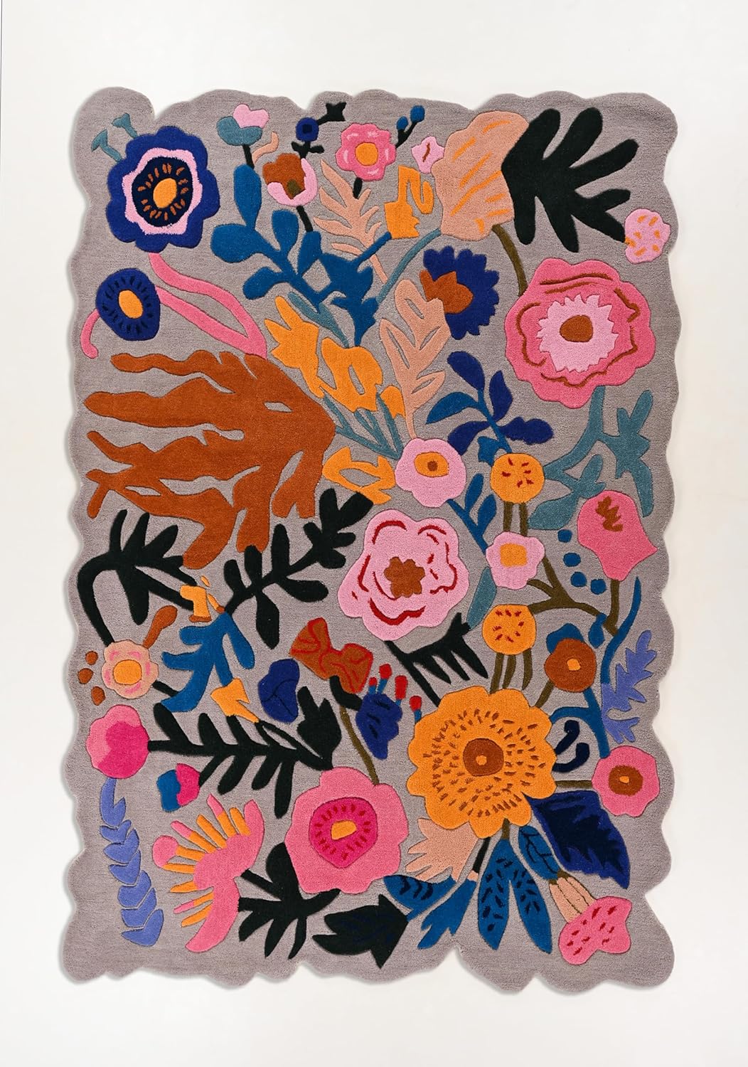 Handmade Wool Floral Area Rug for Living Room | Elegant Flower Garden Design, Soft, Thick and Durable | Bedroom, Dining Room & Home Decor Carpet (10' x 14', Floral H)