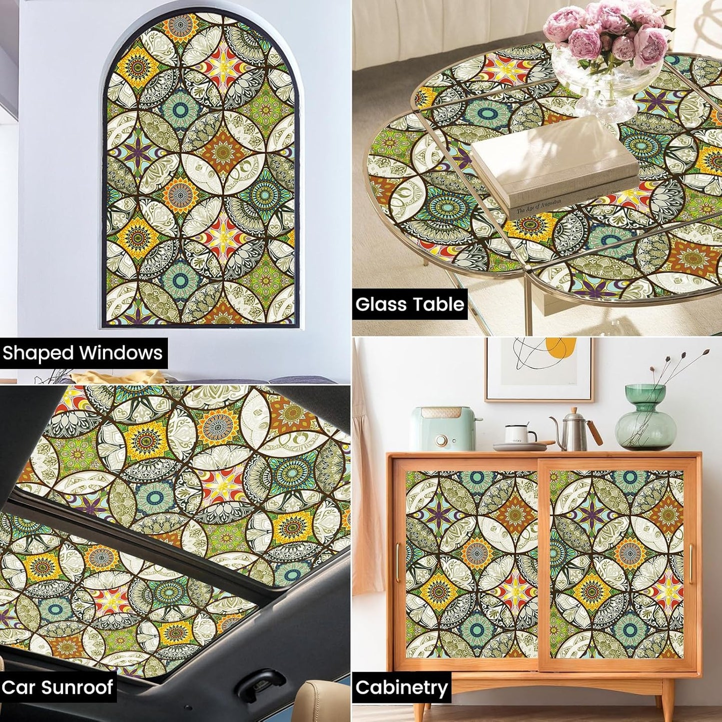 DKTIE Static Cling Decorative Window Film with Installation Tools Non Adhesive Privacy Film Stained Glass Window Film for Bathroom Shower Door Heat Cotrol Anti UV 35.4 x 118.1 Inch