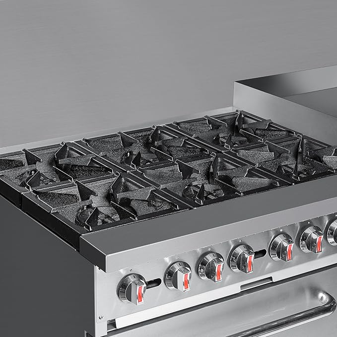 KoolMore 60 in. 6 Burner Commercial Natural Gas Range with 24 in. Griddle (KM-CRG60-NG)