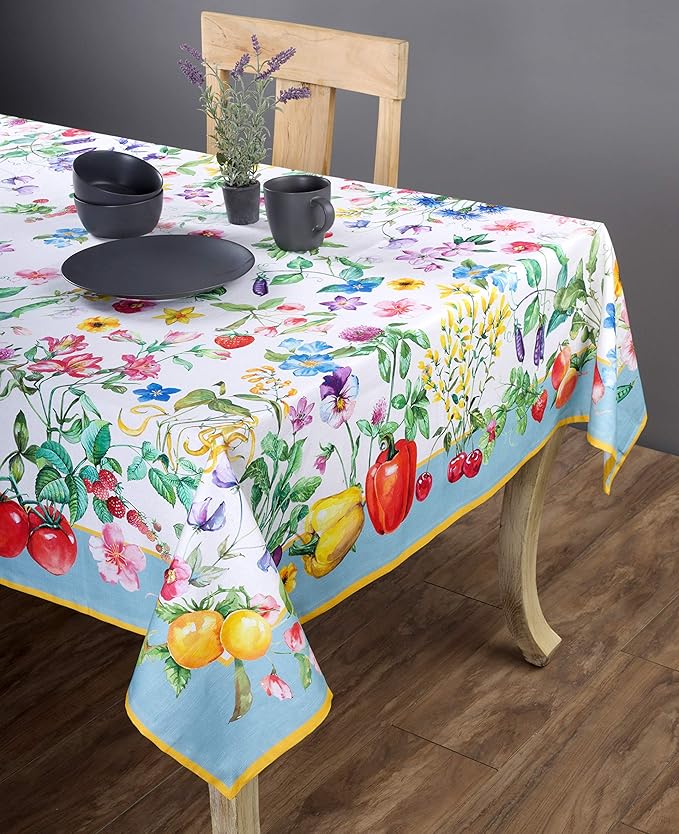 Maison d' Hermine Table Cloth Square Table 100% Cotton 54 x 54 Inches Tablecloth Reusable Decorative Everyday Use for Dining Room, Farmhouse, Home, Party, Festive & Wedding Spring Summer - Giverny