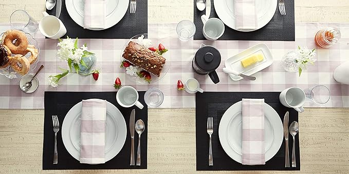 DII PVC Tabletop Collection Woven Indoor/Outdoor, Placemat Set, 13x17.25, Black, 6 Piece (Pack of 12)