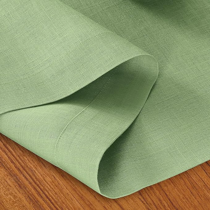 D'Moksha Homes Linen Table Runner 60 Inches - 100% Pure Linen Sage Green Table Runner 14 x 60 Inch for Coffee Tables, Dresser, Winter, Holiday - Machine Washable
