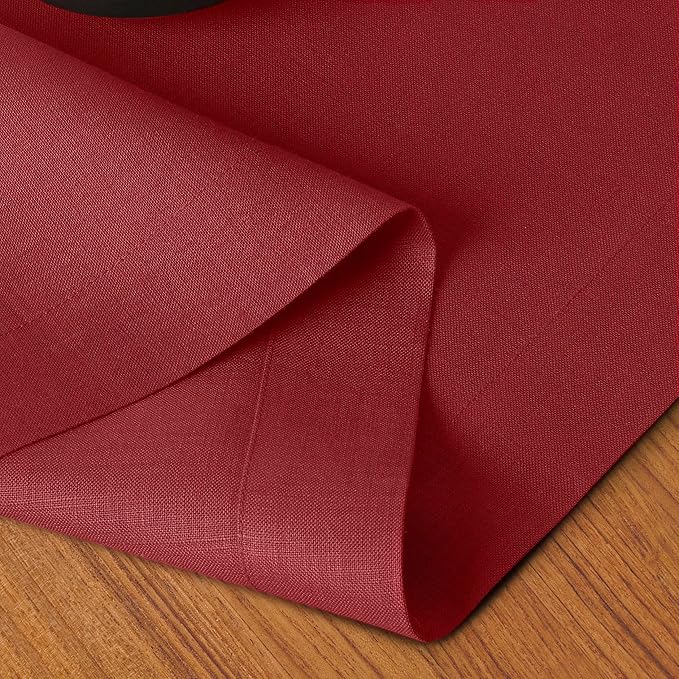 D'Moksha Homes Linen Red Table Runner 48 Inches - 100% Pure Linen Table Runner 14 x 48 Inch for Coffee Tables, Dresser, Valentines, Holiday - Machine Washable