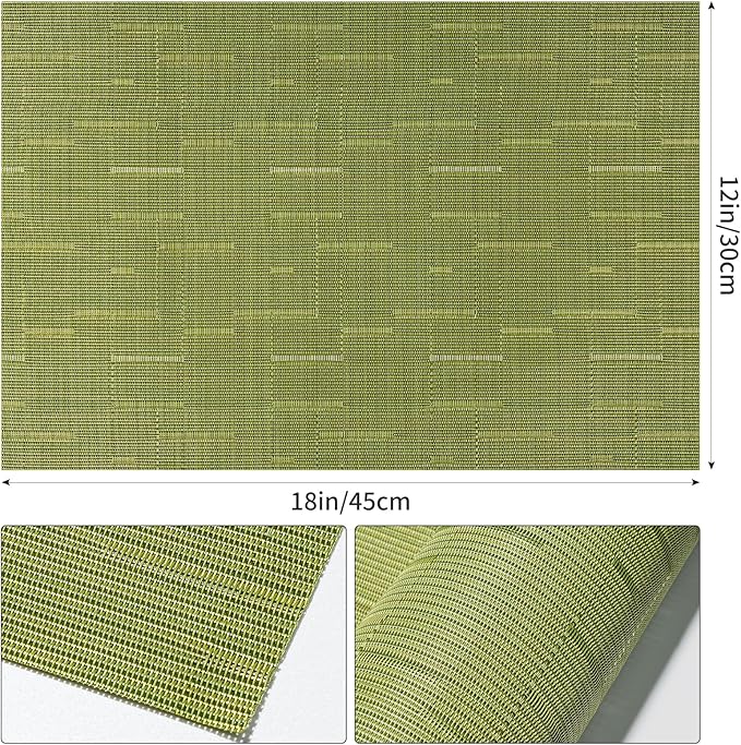 Woven Vinyl Placemats Set of 8 Wipe Clean PVC Heat Resistant Place Mats Durable Waterproof Stain Resistant Indoor Outdoor Table Mats (Teal)