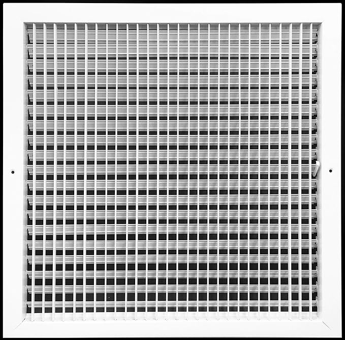 20" X 20" Adjustable AIR Supply Diffuser - HVAC Vent Cover Sidewall or Ceiling - Grille Register - High Airflow - White [Outer Dimensions: 21.75"w X 21.75"h]