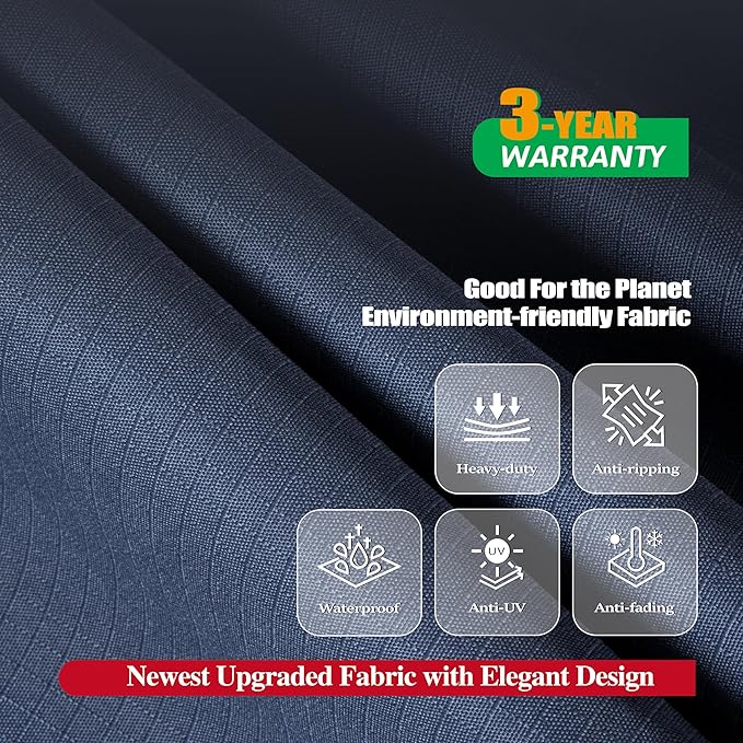 F&J Outdoors Outdoor Patio Furniture Covers, Waterproof UV Resistant Anti-Fading Cover for Large Round Table Chairs Set, Grey, 96" Dia x 27.5" H