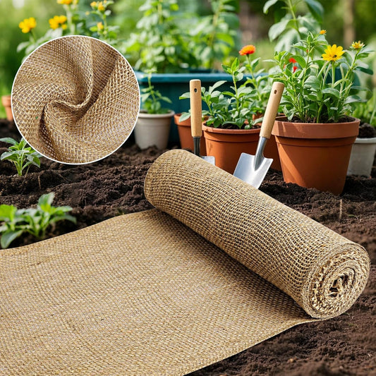 Burlap Fabric - Garden Burlap Fabric Roll Natural Jute Outdoor Fabric Burlap Weed Barrier Trees Trunk Wrap for Crafts Farmhouse Gardening Table Decor for Crafts (19.7" x 30 Feet)