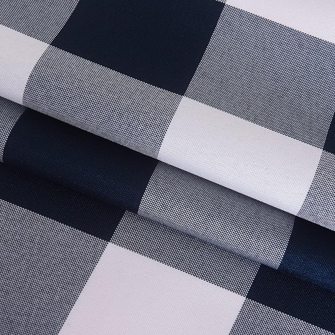 Cupuamon 2 Pack Waterproof Polyester Fabic Rectangle Checkered Tablecloth，60x84 Outdoor Table Cloth，Oil Stain Prevention Table Cloth for Pinics and Parties（Navy and White）