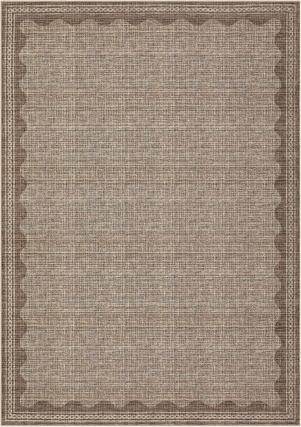 Scalloped Washable Rug 5x7 Area Rugs for Living Room, Solid Coffee Rug for Bedroom Girls, Non Slip Scalloped Throw Mat with Rubber Back, Soft Dorm Nursery Low Pile Carpet for Dining Room