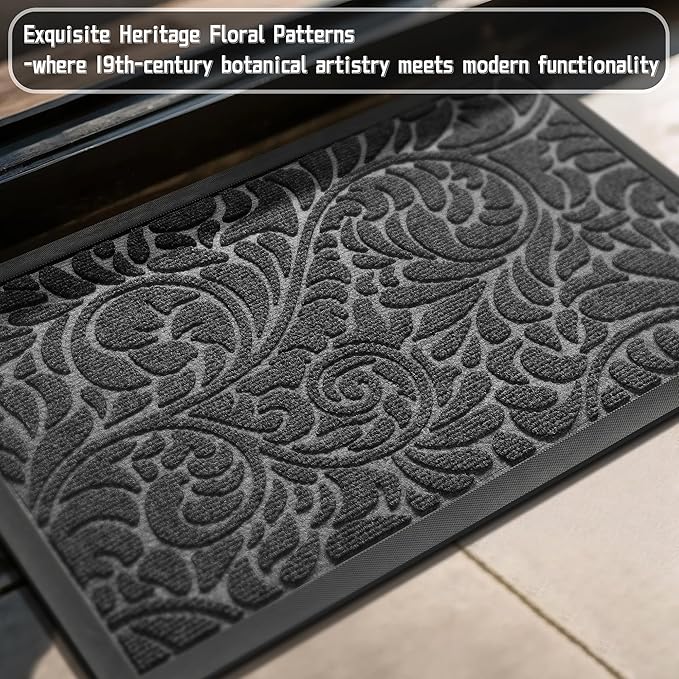 Yimobra Large Door Mat Outside Entrance 47x24, Waterproof Sturdy Outdoor Mats for Front Door, Heavy Duty Non-Slip Doormat for Garage Patio Entryway Indoor, Easy Clean, Grey