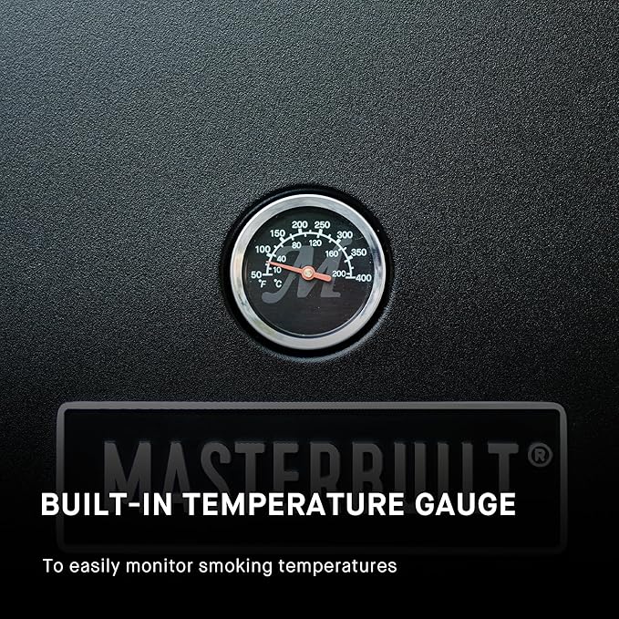 Masterbuilt® 30-inch Electric Vertical BBQ Smoker with Analog Temperature Control, Chrome Smoking Racks and 535 Cooking Square Inches in Black, Model MB20070210