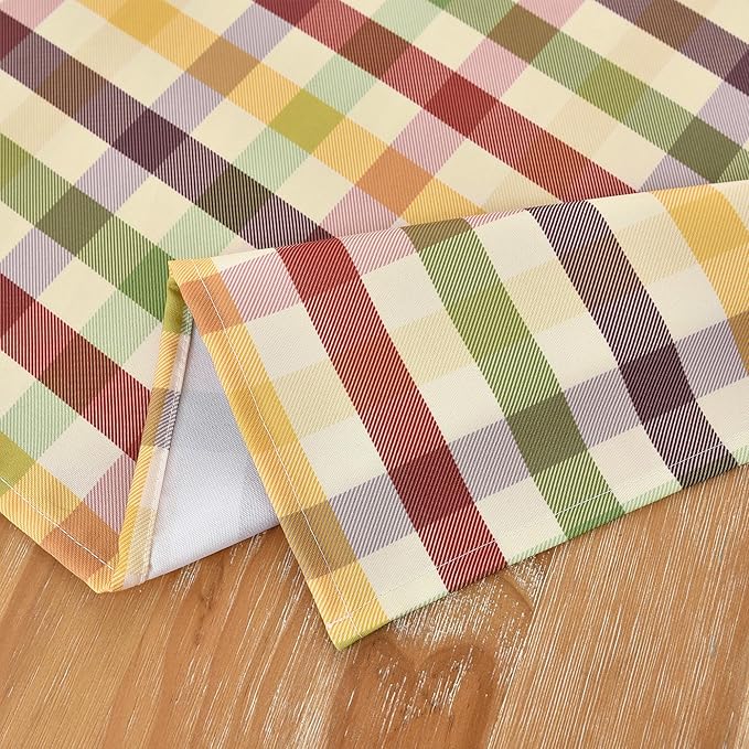 Waterproof Checkered Tablecloth Fabric - Rectangle 58x84 Inch Christmas Thanksgiving Day Table Cloth for Indoor/Outdoor Use - Harvest Table Cover for Kitchen,BBQs,Parties